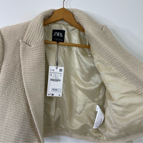 Zara‎ Cropped Textured Blazer Biscuit Blogger’s Favorite - Picture 6 of 12